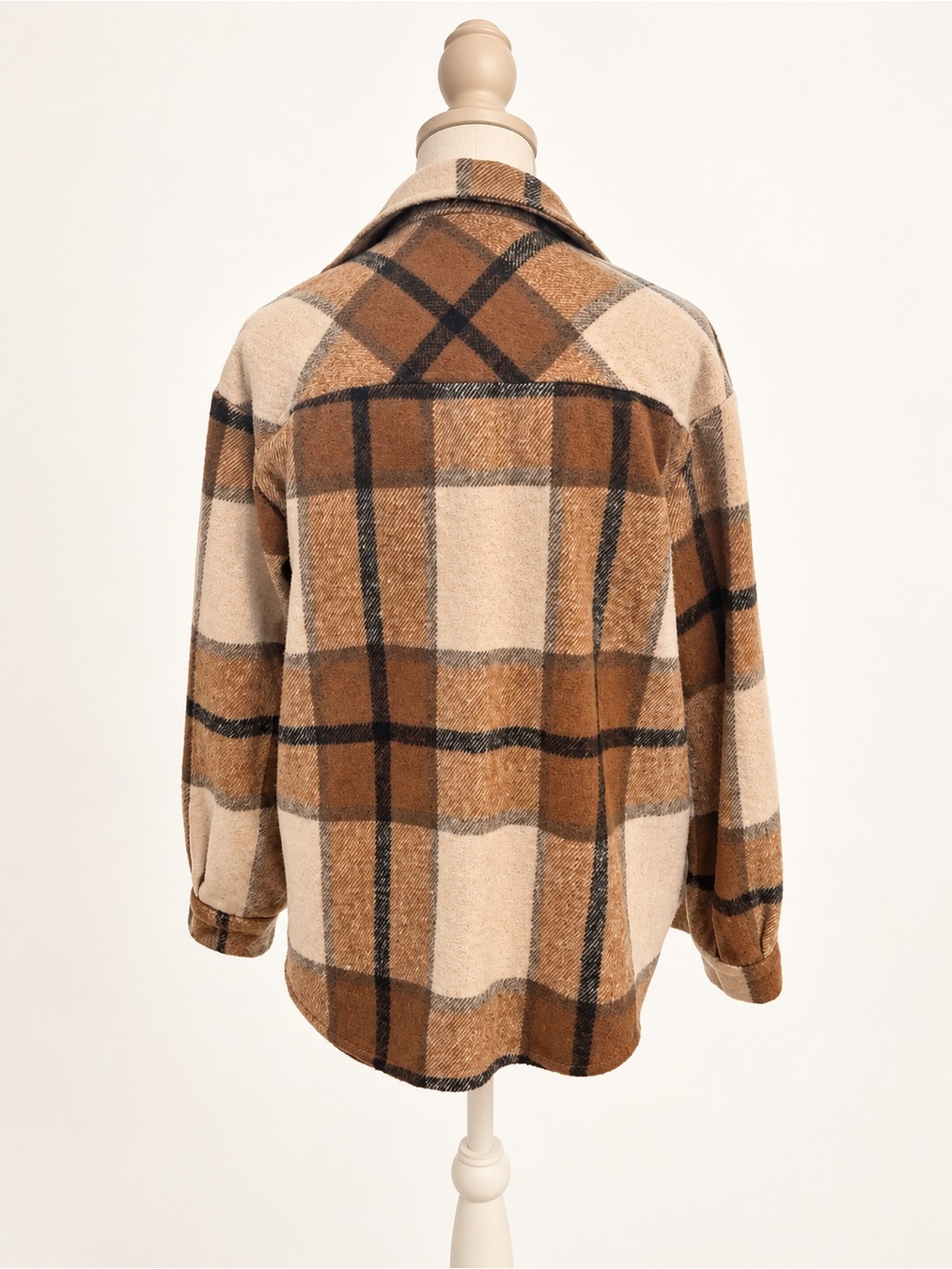 Men's Brown Plaid Shacket Jacket
